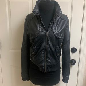 Faux Leather Bomber Jacket